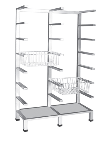 单列不锈钢篮筐存放架